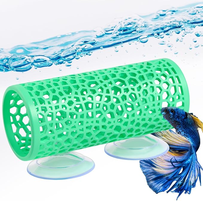 Abizoo Betta Fish Tunnel Hideout Aquarium Decoration, Mint Green | Hollow Coral Design, Smooth Finish, Habitat Cave for Betta Shrimp Guppies Neon Tetras Zebra Danios Small Fish