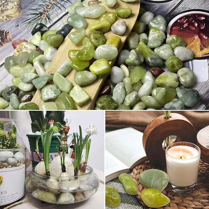 5lbs Pebbles for Indoor Plants, 1-2 Inch Jade High Polished River Rocks Outdoor Decorative Stones Vase Filler Fish Tank Aquariums Landscaping Garden Outdoor and Indoor DIY