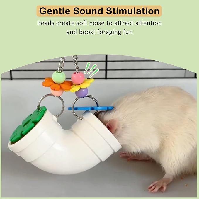 Hanging Foraging Toy for Small Animals Slow Feeder Enrichment Tube with Wide Openings Chew-Resistant Cage Toy for Hamsters Mice and Small Birds
