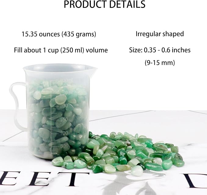 Aquarium Gravel 0.96LB Succulent Rocks Natural Pebbles Vase Filler Home Fish Tank Decor Crushed Stones Quartz Tumbled Polished Bulk - Green Aventurine