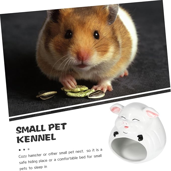 Small Pet Ceramic Hamster Hideout House Wear-Resistant Guinea Pig Resting Bed Safe Cool Animal Nest for Hamsters Chinchillas and Small Pets Comfortable Soothing Hideaway