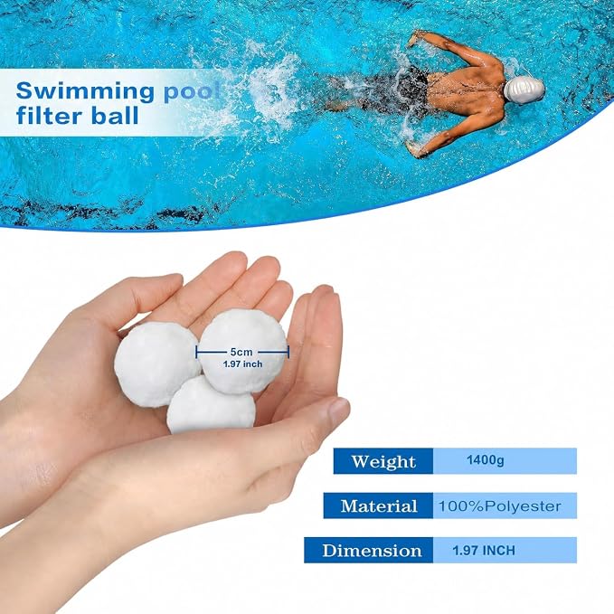 Shelprojsu 3.1 lbs Pool Filter Balls for Sand Filters Pump,Reusable Swimming Pool Filter Balls,Pool Filter Media Balls,Sand Filter Balls for Above & Ground Pool,Efficient Replace 100 lbs Filter Sand | Eco-Friendly Polysphere Cotton Pool Filter Balls