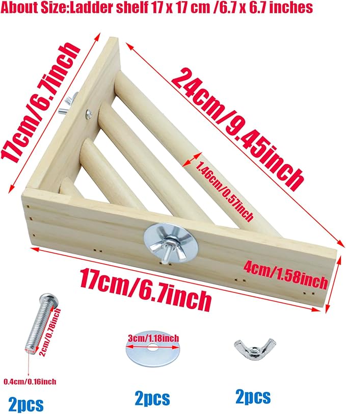 6.7Inch Bird Perch Corner,Wooden Platform Stand,Bird Platform for Cage,Cockatiel,Budgie,Parakeet,Cockatoo