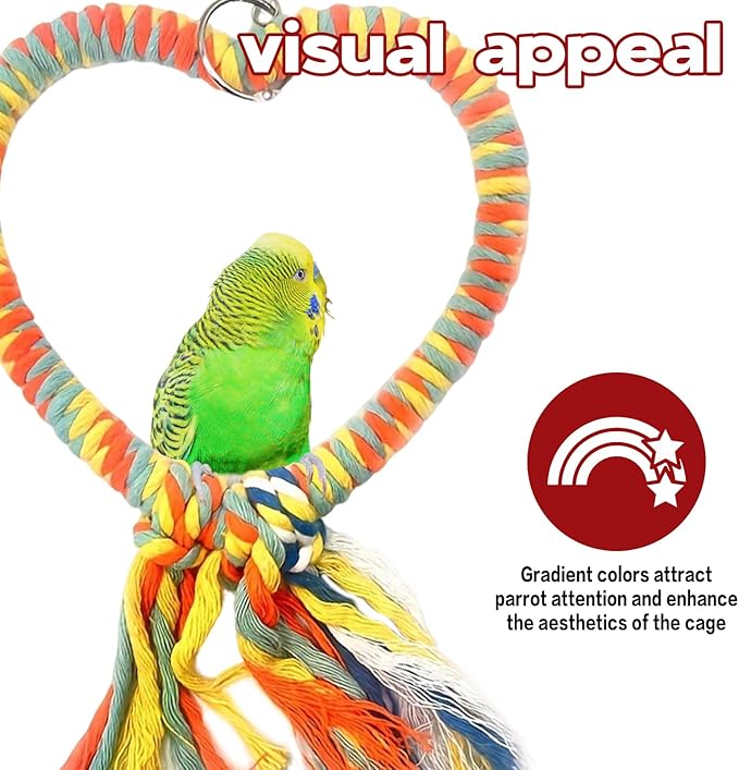 Bird Rope Swing Toy Parrot Climbing Perch Stand for Cockatiel Conure Cage Hanging Decor Parrot Natural Wood Stand Perch, Swing Natural Parrot Perch(Color)