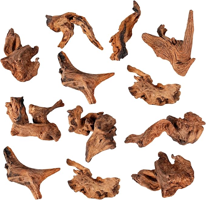 12PCS Driftwood for Aquarium, Wood Decor for Aquascaping, Reptile Habitat Decoration and Home Decoration