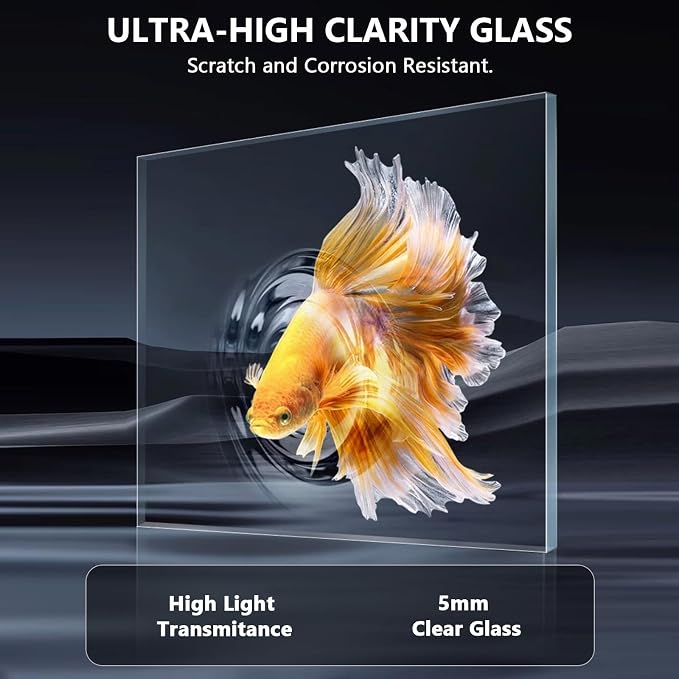 fishkeeper 5 Gallon Fish Tank Starter Kit, Small Aquarium with Filter | LED Light with 3 Colors, Self Cleaning Fish Bowl, Rimless Aquarium for Beginners only for Freshwater Tank, Room Desktop Decor
