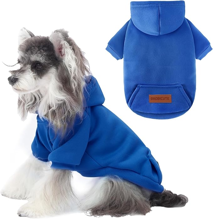 2 Pack Dog Hoodie Warm Hood Dog Sweater Cold Weather Small Dogs Sweatshirt Comfort Pet Clothes for Small Medium Dogs with Pockets (Dark Blue, M (Back: 11.4",Chest: 16.9", 5.8-8.8 lbs))