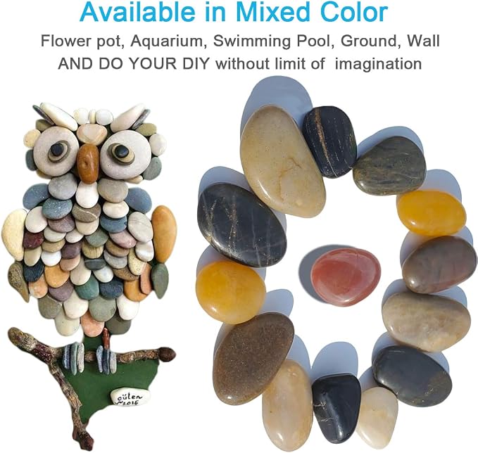 2 LB Aquarium Gravel River Rock - Natural Polished Decorative Gravel, Small Decorative Pebbles, Mixed Color Stones,for Aquariums, Landscaping, Vase Fillers (32-Oz)
