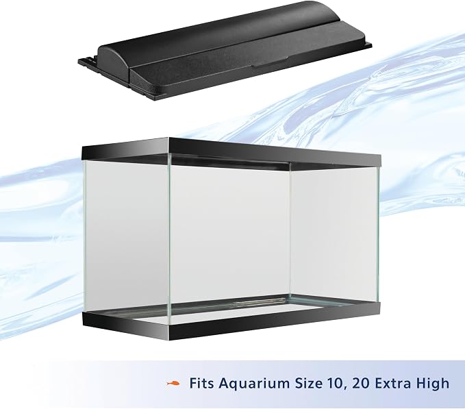 Aqueon LED Deluxe Fish Tank Aquarium Full Hood with LED Light, Black, 20 Inch | Aquarium light with full-length feeding door, custom-fit aquarium lid with rear breakouts for filters and heaters
