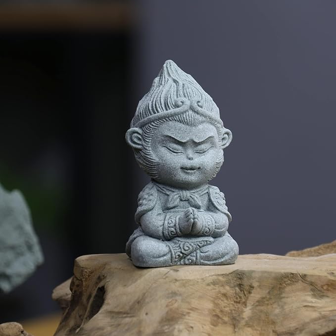 Meditating Buddha Statue Buddha Aquarium Decorations Betta Fish Tank Sandstone Accessories for Indoor Fish Tank Aquarium Decor (M2)