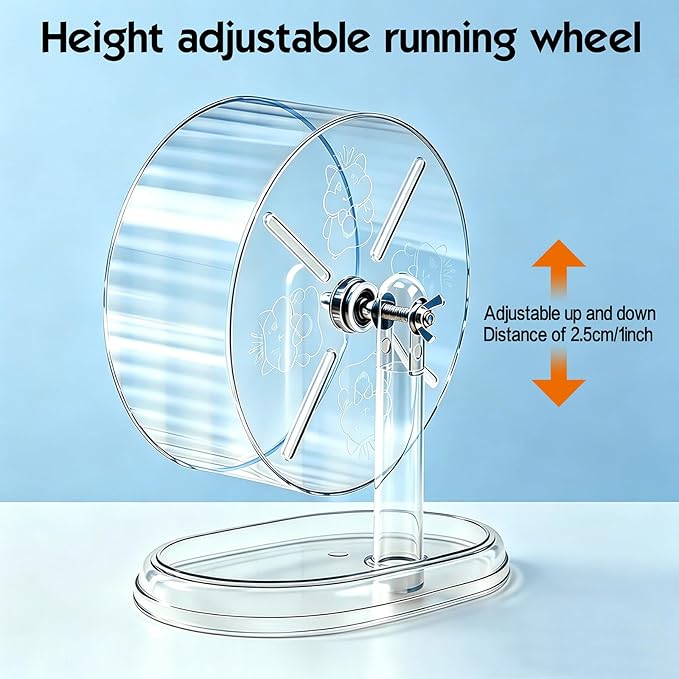 Hamster Wheel,Super Silent Hamster Exercise Wheels,Silent Wheel,Hamster Wheels,Adjustable Stand Hamsters Exercise Wheels,Quiet Rat Wheel (Transparent, Ф7 inch)