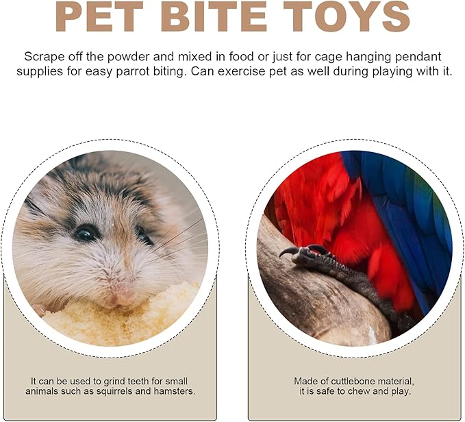 balacoo Parrot Bite Toy Hanging Cuttlebone Chew Calcium Molar String for Small Birds Pet Training and Play 9.84X1.77X1.18In