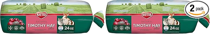 Kaytee All Natural Timothy Hay Plus Cranberries for Guinea Pigs, Rabbits & Other Small Animals, 24 Ounce (Pack of 2)