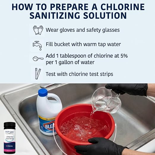 200 Chlorine Test Strips for Food Service 0-500 ppm (Value Pack) - Bleach Sanitizer Test Strips Food Service - Sanitizer Testing Strip - Chlorine Tester - Restaurant Supplies