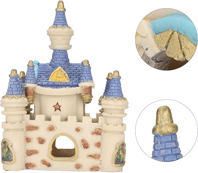HERCHR Fish Tank Decorations, Castle Cave Hideouts & Resin Aquarium Decor Hiding Cave Ornament Fish Tank Accessories, Safe for Betta Fish