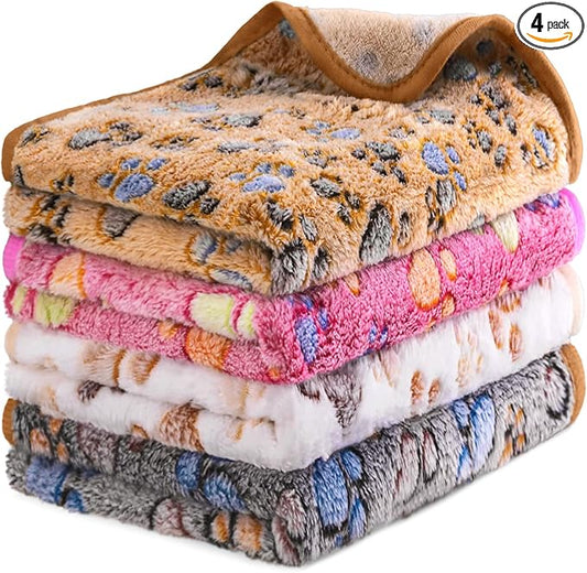 4Pack Soft Guinea Pig Bedding Blankets Washable Small Animal Fleece Cage Liners Reusable Pet Pee Pad Sleep Mat Pad Cover for Hamster Chinchilla Rabbit Hedgehog Dog Cat Essentials (30×42 Inch)