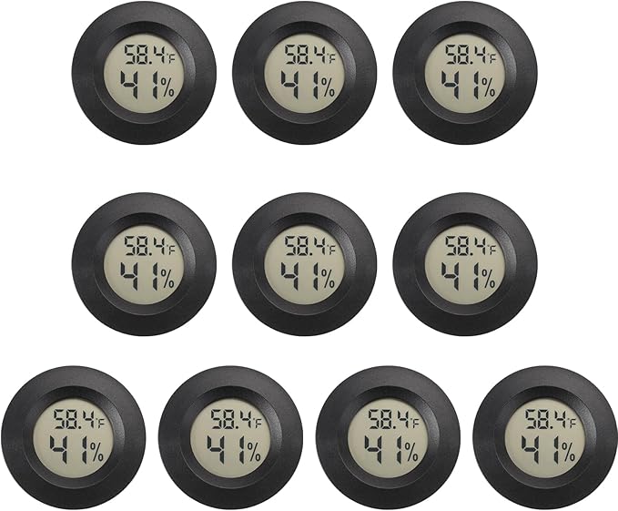 Serundo Auto Digital Hygrometer Thermometer Indoor/Outdoor Hygrometer 10PC | Mini Size,LCD,℉/℃ Conversion,Fast Response, Outdoor Thermometer with Humidity for Reptile Greenhouse Cellar 3D Printer