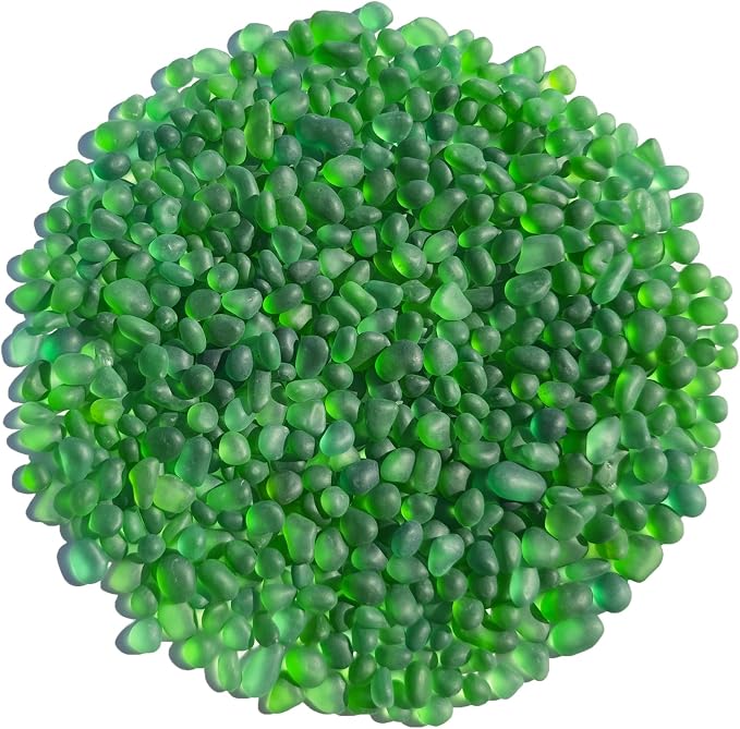 QYGL Sea Glass Stones - 0.9LB Green Frosted Glass Pebbles Gemstones | Perfect for Aquarium Rocks, Fish Tank Gravel, Vase Fillers, DIY Crafts, and Home Decor