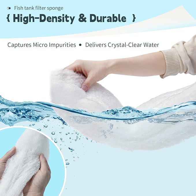 Promising Aquarium Filter Floss Roll, Fish Tank Pond Filter Media Pad | Cut-to-Fit Filter Material for Aquariums, Ponds, Garden Water Features & Turtle Tanks, 39.4 x 11.8in, 1 Pack, White