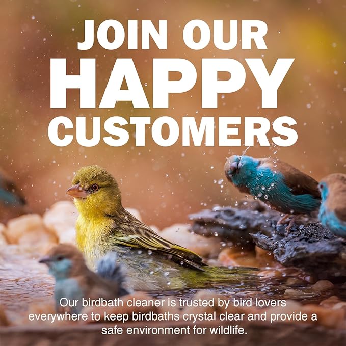Bird Bath Cleaner, Bird Bath Fountains Clarifier, Liquid Birdbath and Fountain Maintenance, Promotes Clean & Clear Water - Natural Formula, Prevents Stains & Cloudiness - 7 Oz