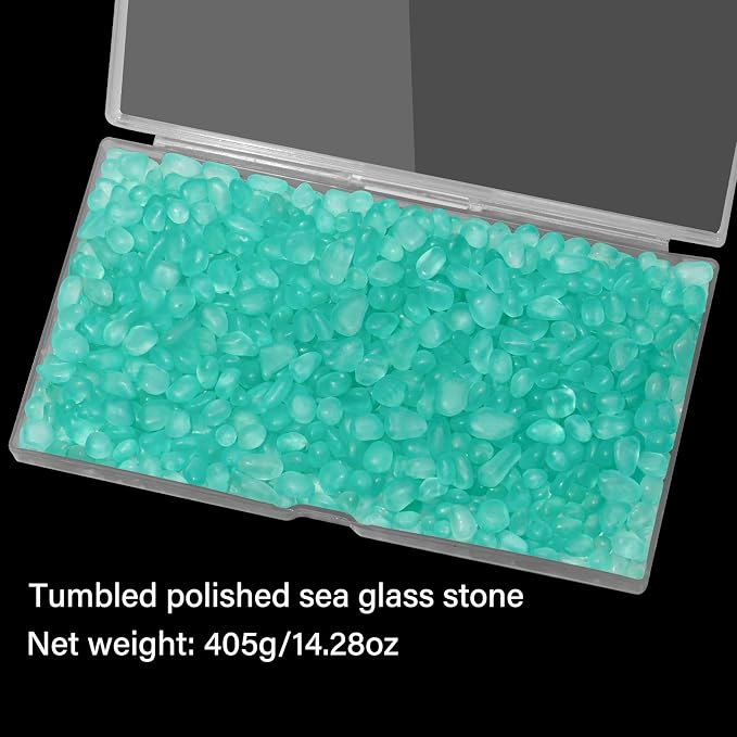 QEQEKAKA Sea Glass Stones for Crafts 0.5LB Mint Green Pebbles Gemstone Bulk | Small Glass Stones for Beaching Wedding DIY Decor Aquarium Turtle Tank Vase Filler (187g/6.6oz)