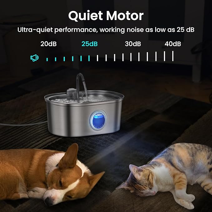 PawsPik SS-01 Stainless Steel Faucet-Design Cat Fountain 108.2 oz.