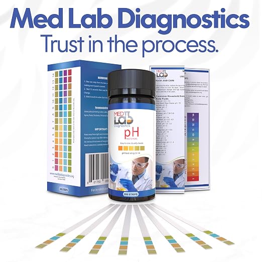 Med Lab 200 Universal pH Test Strips (0-14) for Water, Pool, Spa, Aquarium | PH Strips for Hotub, Kombucha, Soap Making, Urine & Saliva, Accurate Litmus Paper for Home & Laboratory Testing