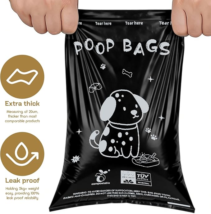 Compostable Dog Poop Bags，450 Count - 100% Leakproof & Biodegradable Dog Bags for Poop，Includes Free Dog Poop Bag Holder & Clip