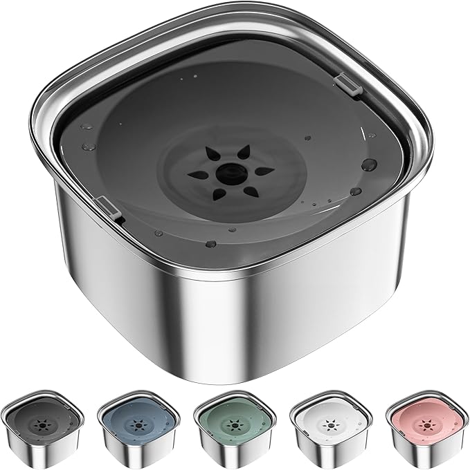 UPSKY 3L Dog Water Bowl 101oz Stainless Steel No Spill Large Capacity Dog Food Water Bowl Slow Water Feeder, Spill Proof Pet Water Dispenser Vehicle Carried Travel Water Bowl