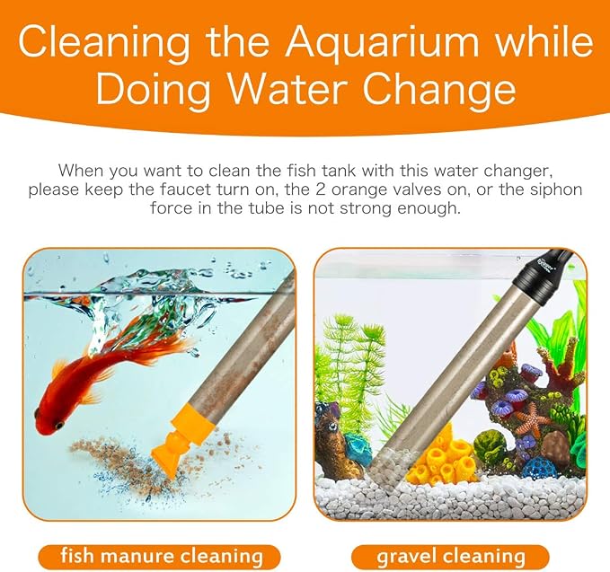 hygger Upgrade Aquarium Water Changer Kit, Semi-Automatic Fish Tank Gravel Cleaner, with 25 FT Water Hose, Flow Control Valve