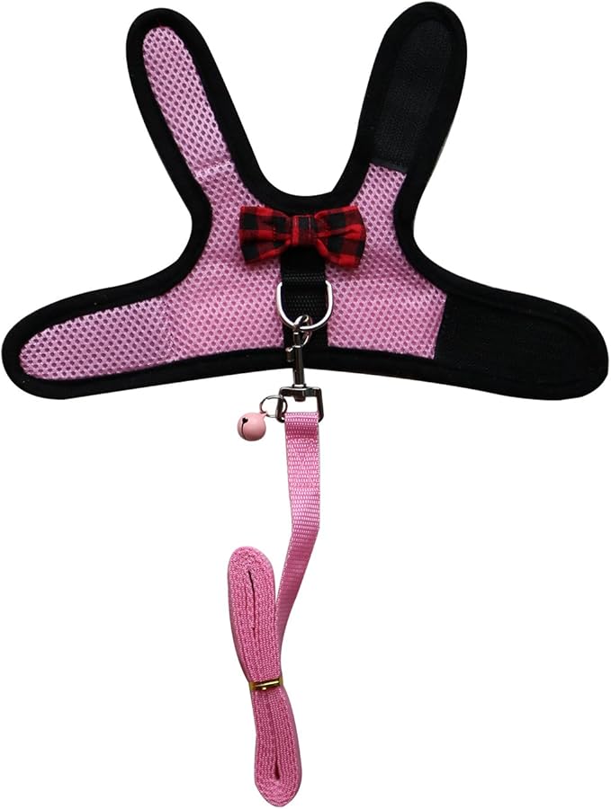Rypet Ferret Harness and Leash - Soft Mesh Small Pet Harness with Safe Bell, No Pull Comfort Padded Vest for Guinea Pig, Hamster, Rats and Similar Small Animals