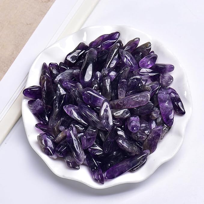 Erliway Deep Amethyst Crystal Chips Bulk for Vase Filler, 0.5 lb 7-9mm | Natural Crushed Crystal Stone for Spell Jar, Aquarium Gravel, Reiki Healing Meditation, Jewelry Making, Resin Art, Home Décor
