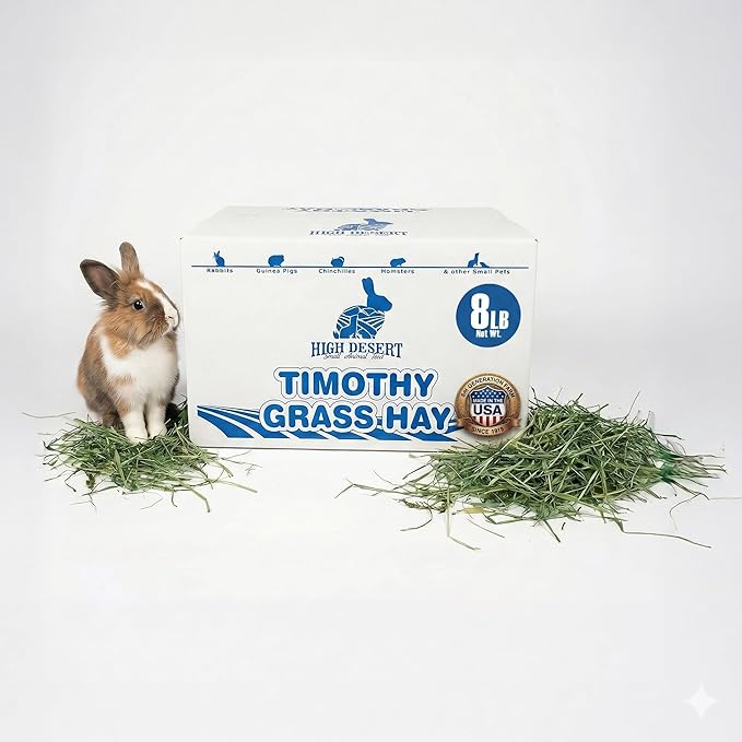 High Desert 2nd Cutting Timothy Hay for Rabbits, Guinea Pigs, Chinchillas and Small Pets, Soft Leafy for Daily Feeding and Digestive Health, Natural Rabbit Food and Guinea Pig Hay for Hay, 8 Lb Box