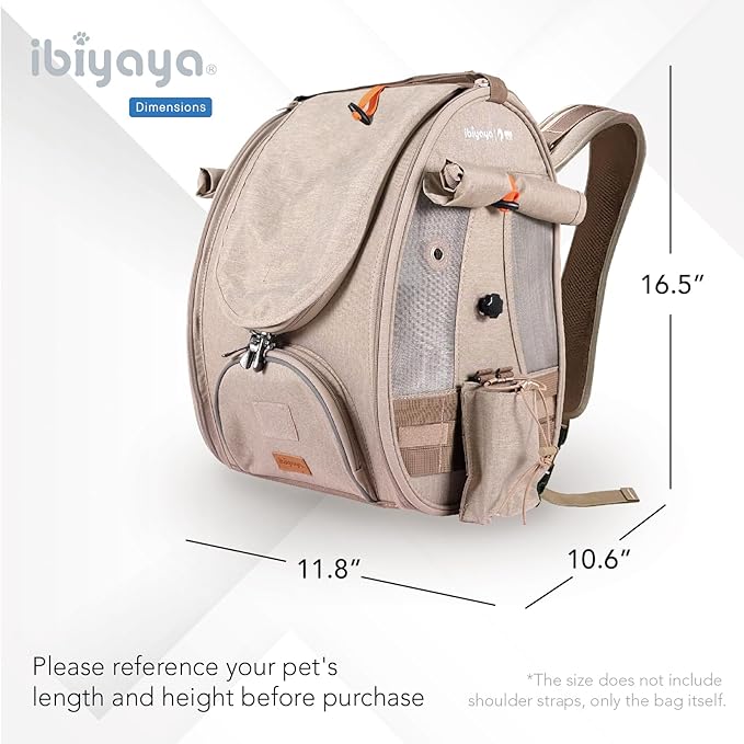 ibiyaya - BirdTricks TrackPack - Bird Backpack Carrier with Perch - Bird Carrier for Small Birds with Steel Feeding Bowl, and Breathable and Durable Material - Beige