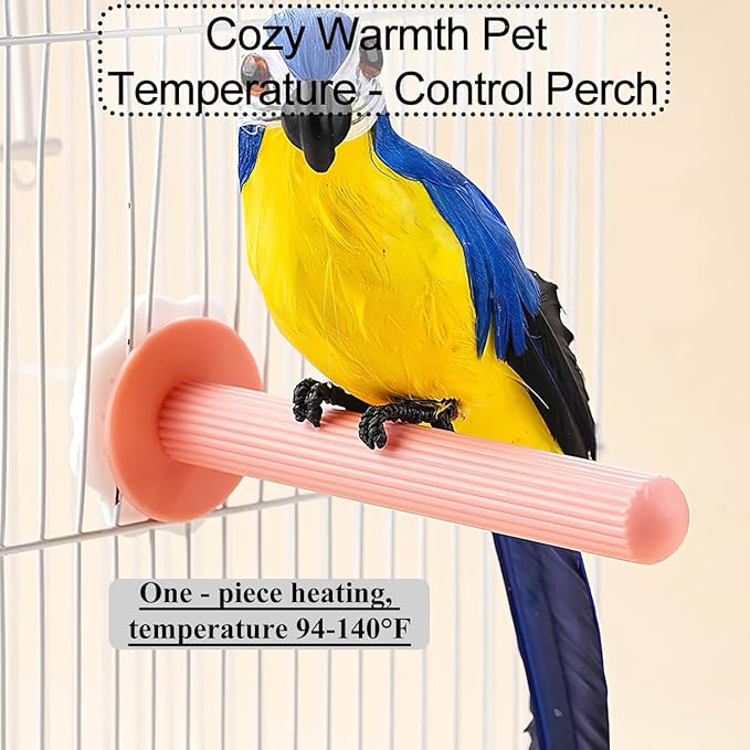USB Heated Perch, Specifically Designed for Pet Birds Like Cockatiels, Amazon Parrots, and Budgies, with a Safe Surface Temperature of Approximately 94°F - 140°F Bird Cage Accessory