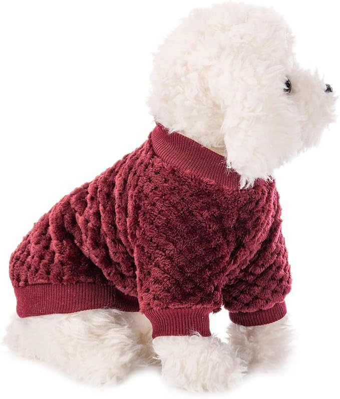 Dog Sweater, 2 Pack Dog Sweaters for Small Medium Dogs or Cat, Warm Soft Flannel Pet Clothes for Dogs Girl or Boy, Dog Shirt Coat Jacket (X-Large, Dark Red+Dark Green)