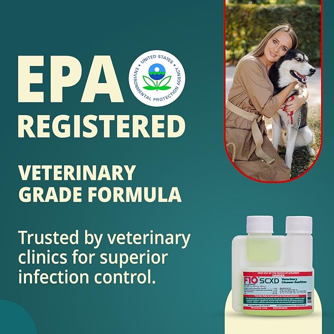 F10 SCXD Concentrated All Purpose Disinfectant Cleaner With Soap For Kennels, Litter Box, Cage, Terrariums, Habitats, Vet Practices - 100 ml (3.4oz)