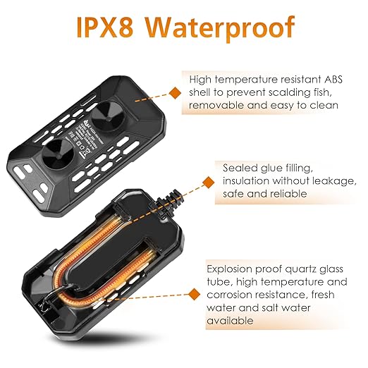 AQQA Aquarium Submersible Heater for Fish Tank,HD Temperature Display and Built-in Thermometer,External Controller Temperature Control Range 59℉-93℉,Safety Control Protects 150W
