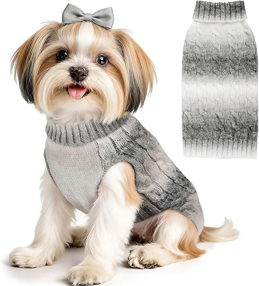 Dog Sweaters For Small Dogs Cute Gray Gradient Puppy Cat Sweaters Soft Warm Knitwear Turtleneck Pullover Small Dog Sweater Clothes Chihuahua Yorkie Maltese Dachshund Outfits Sphynx Cat Clothes