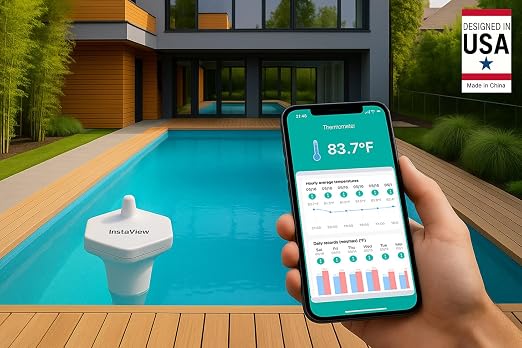 Pool Thermometer Floating Easy Read with Phone App – App Alerts, Accurate Long-Range 1K ft WiFi Wireless Digital Swimming Pool Water Thermometer for Indoor Outdoor Pools, Aquarium and Fridge