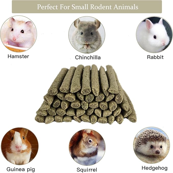 20PCS Timothy Hay Sticks for Rabbits, Natural Timothy Grass Hay Molar Teeth Sticks Treats Chew Toys for Guinea Pig, Bunnies, Chinchillas, Hamsters, Small Animals