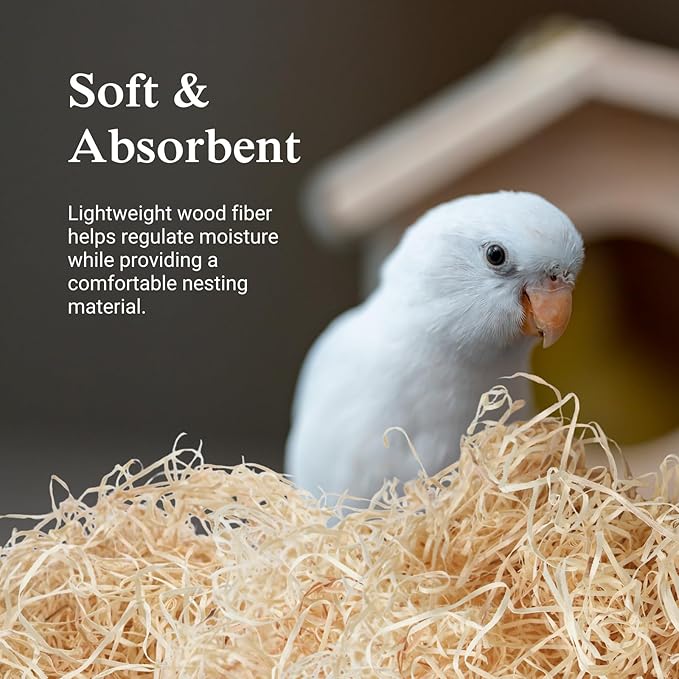 The Habitat Life - Natural Ribbon Cut Excelsior - for Birds, Hamsters, Gerbils, Rats & Other Small Mammals - Soft & Absorbent - Wood Fiber - Dye-Free & Safe - Medium - 1 Pack