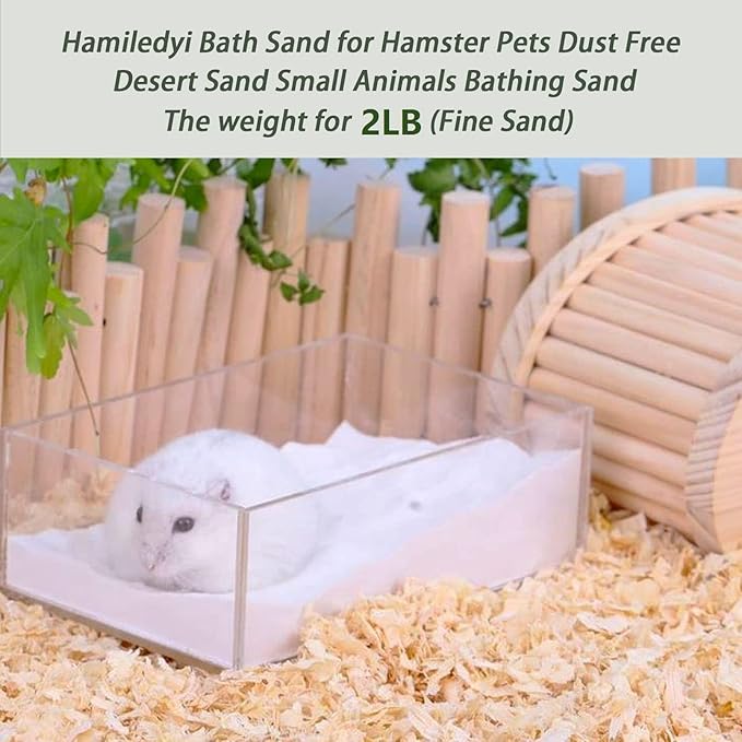Hamiledyi Hamster Bath Sand 2 LB Dust Free Desert Sand Gerbil Powder Grooming Bath Potty Litter for Chinchillas Gerbil Syrian Mice Degu or Other Small Animals