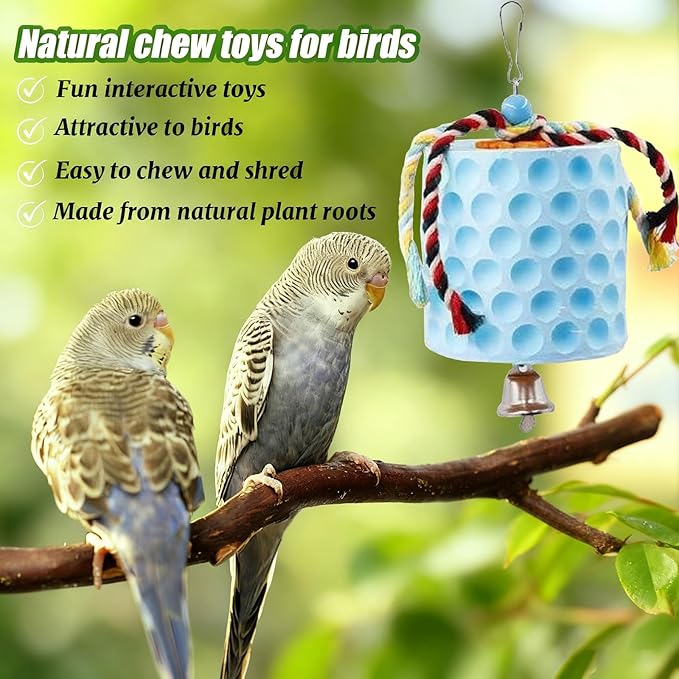 5 Pcs Bird Beak Grinding Calcium Stone, Parrot Cage Perch Stand Platform, Parrot Teething Stone Toy & Foot Claws Trimmer, Bird Chewing Toy for Macaws Parakeets Finches Cockatiel Hamster Rabbit Poultry