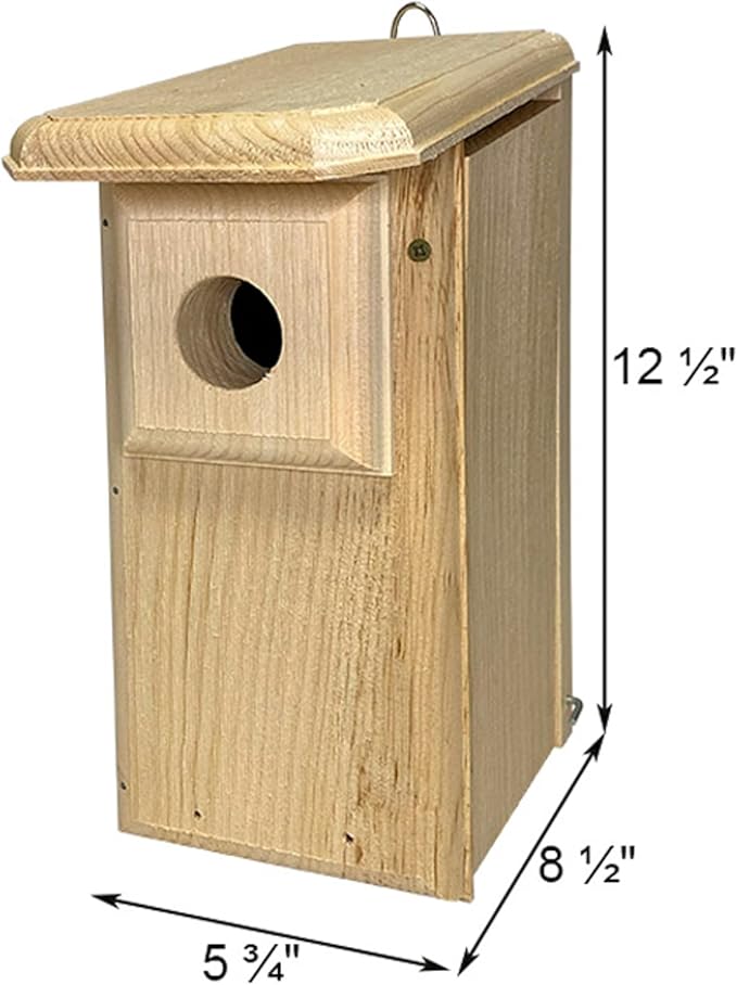 Eastern Bluebird House – Handcrafted in Maine from 1" Pine | Predator Guard Nest Box with Ventilation & Drainage | Easy Clean Side Panel | Insulated Wooden Birdhouse for Backyard Birding, USA Made
