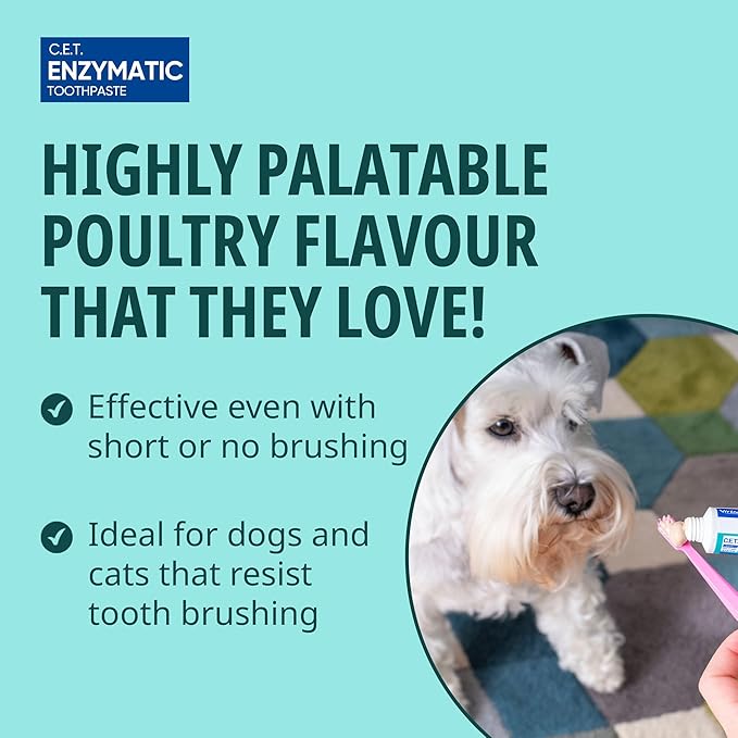Virbac C.E.T.® Oral Hygiene Kit for Dogs | Poultry-flavor Toothpaste | Fingerbrush and Pet Toothbrush