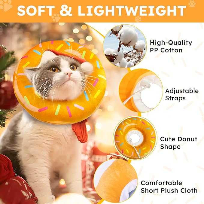Hpetppy Cat Cone Collar Soft, Cat Recovery Collar for Wound Healing Cute Donut Adjustable Kittens Cones to Stop Licking Comfortable Lightweight Neck Elizabethan Collars for Cats Kittens After Surgery