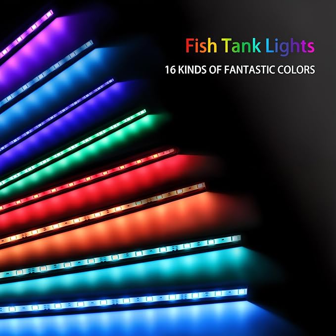9.05 inch Submersible Aquarium Light, Fish Tank Light with Air Bubble Hole, RGB Color Changing Brightness Adjustable IP68 Waterproof Remote Control LED Light for Aquarium Fish Tank