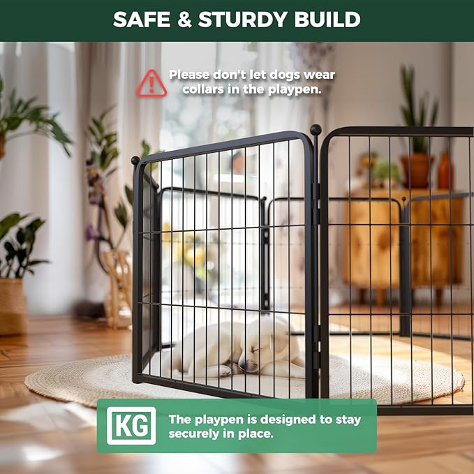 FXW Homeplus Unleashed Indoor Dog Playpen - Stress-Free and Safe Play, Heavy Duty 24 Inch 16 Panels Dog Pen for Puppy and Small Dogs, Black│Patented