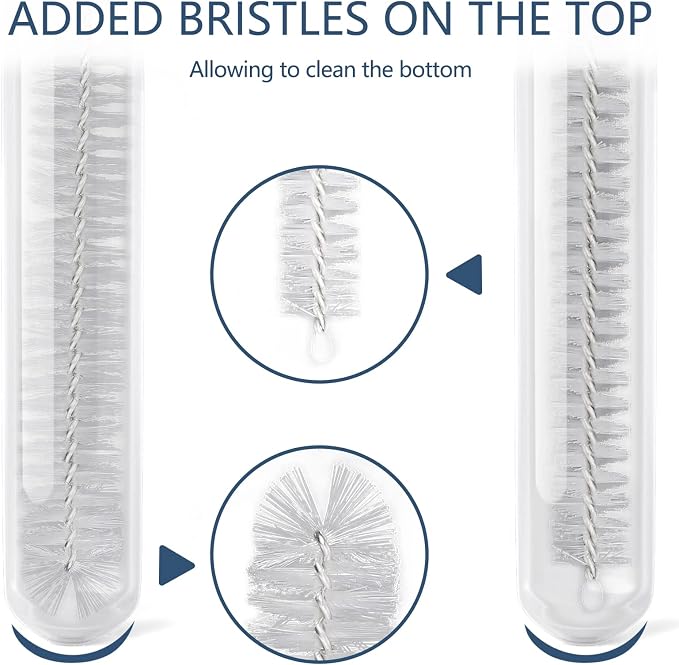Ixiaoyoo 12 Pcs Straw Cleaner Brushes Set, 8.2 Inch Nylon Cleaning Brush | White Tube Cleaner Brushes for Tumbler, Sippy Cup, Water Bottles, Hummingbird Feeders, Pipes, Sink Drain & Pet Waterers